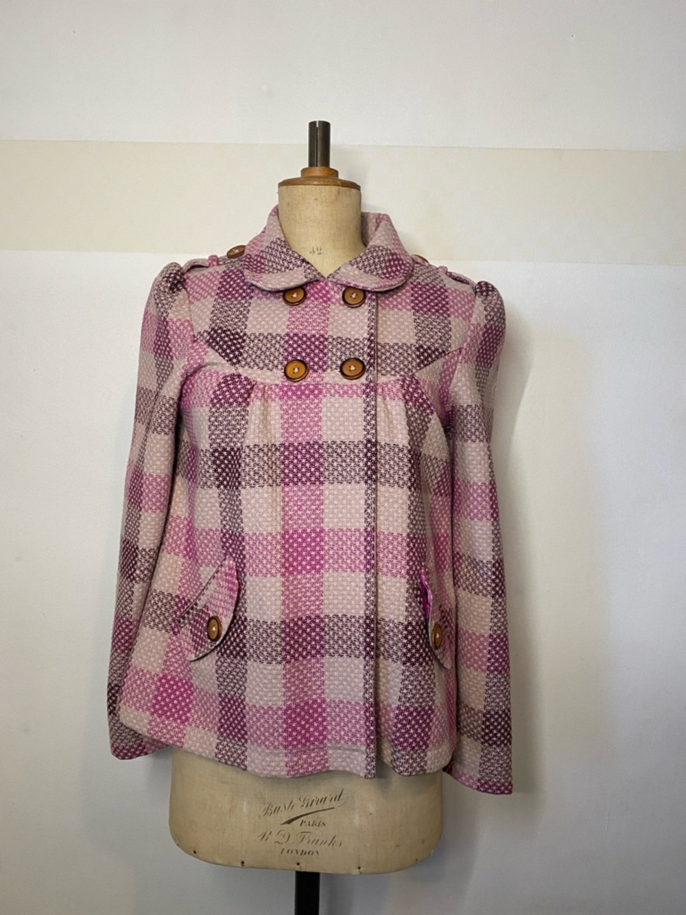 Billabong Plaid Jacket Size M – Floral Lined Boho Coat